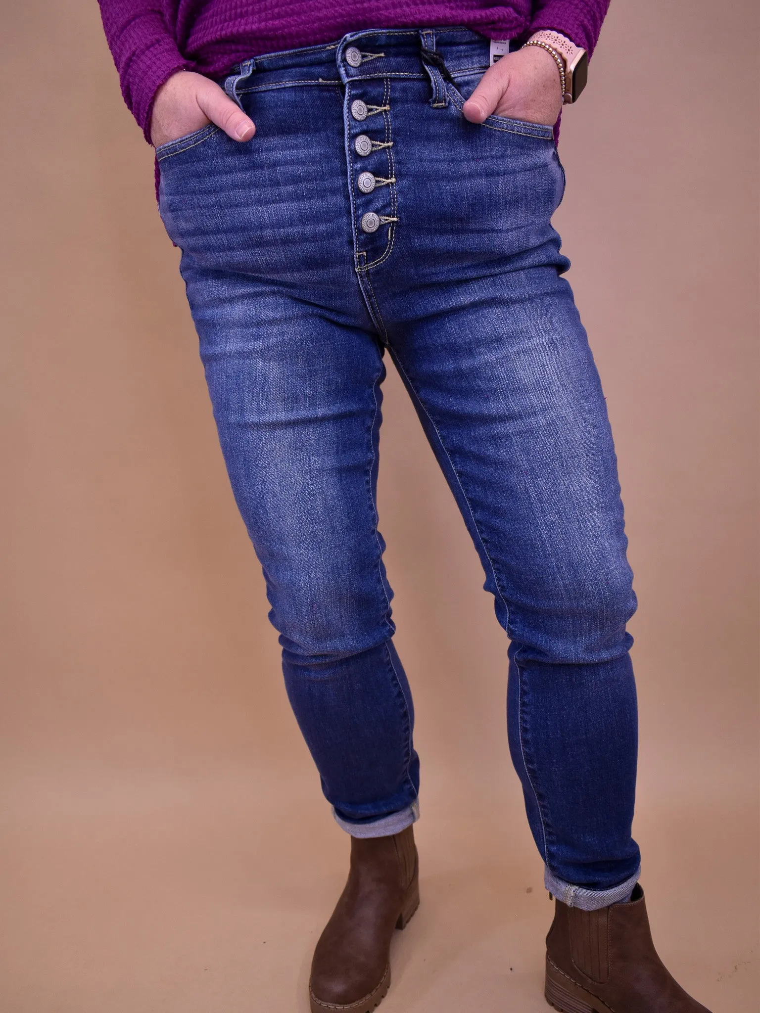 Judy Blue Button Fly Skinny Jeans