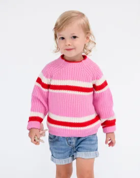 Kids Cashmere - Ski Rib Knit Pullover in Azalee