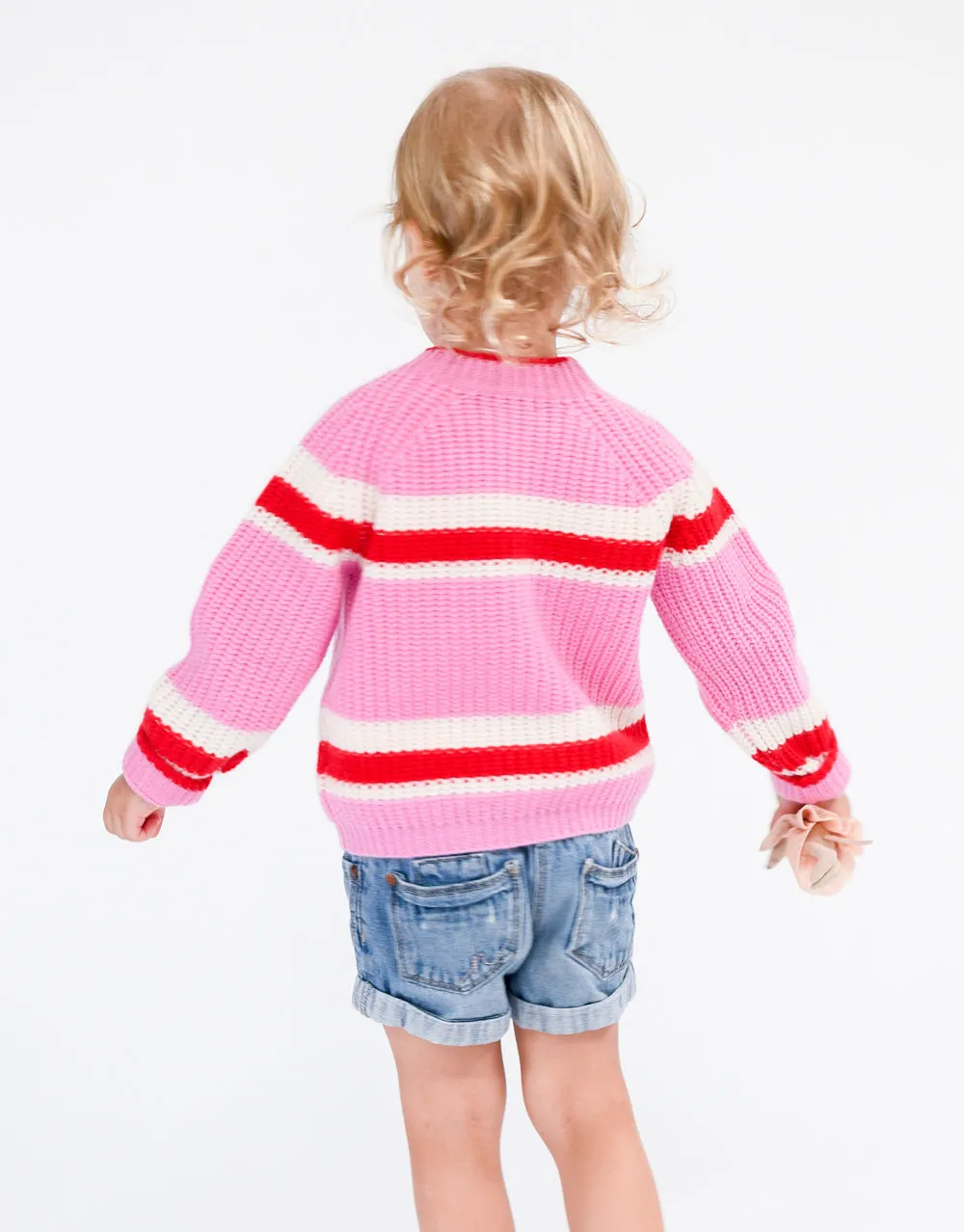 Kids Cashmere - Ski Rib Knit Pullover in Azalee