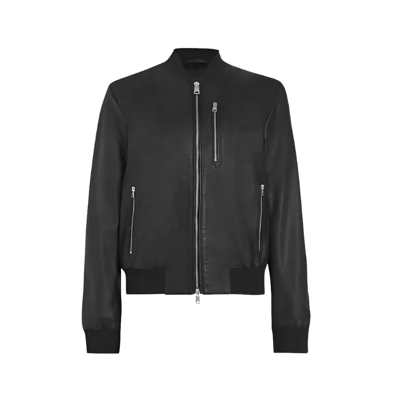 Margaret Black Bomber Leather Jacket