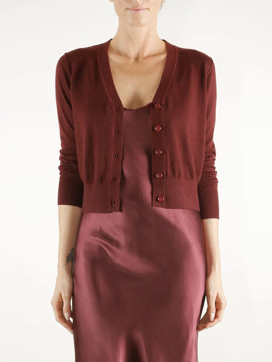 Marni Cardigan in Featherweight Cashmere - Shiraz