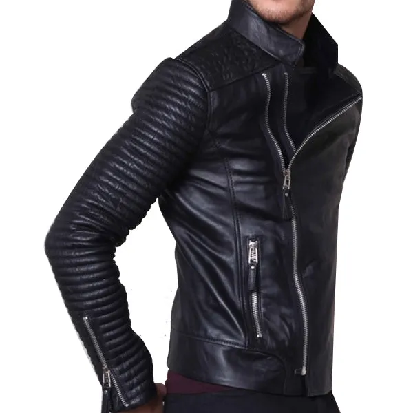 Men's Biker Leather Jacket - Fashion Rider Black Leather Jacket