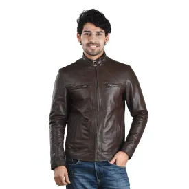 MENS LEATHER JACKET 41012 (BROWN)