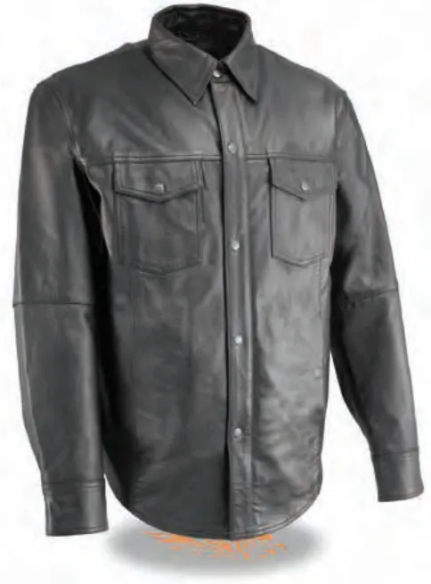 Men’s Lightweight Leather Snap Front Shirt