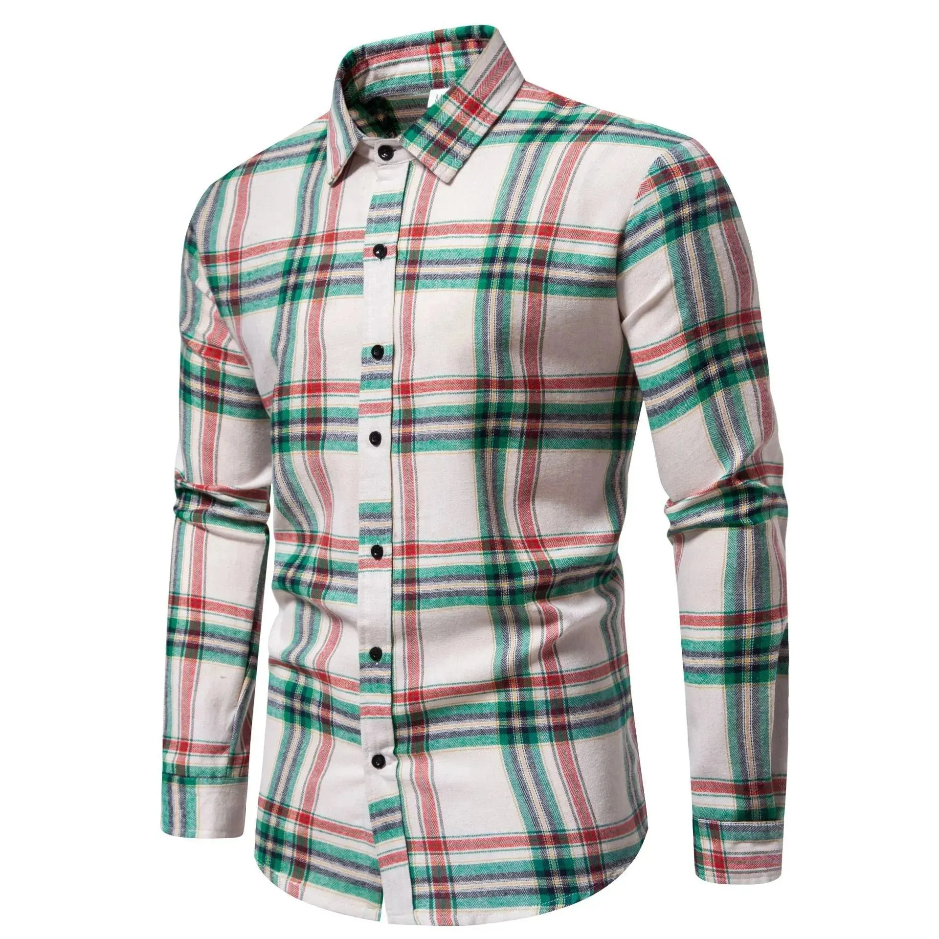 Men's Relaxed Fit Plaid Long Sleeve Shirt