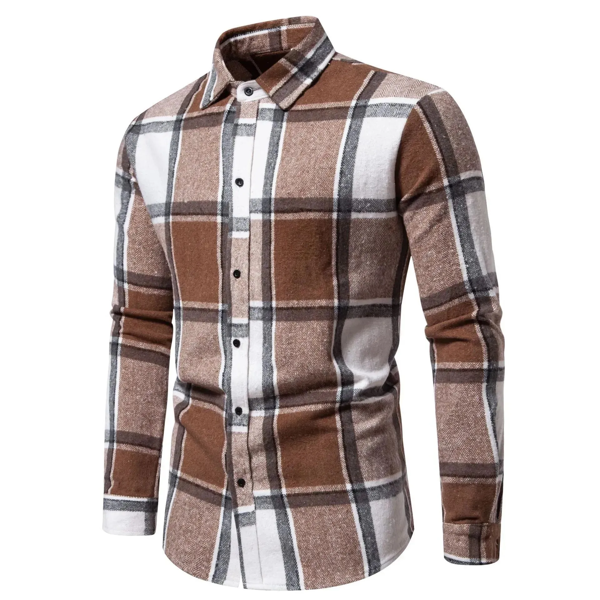 Men's Relaxed Fit Plaid Long Sleeve Shirt