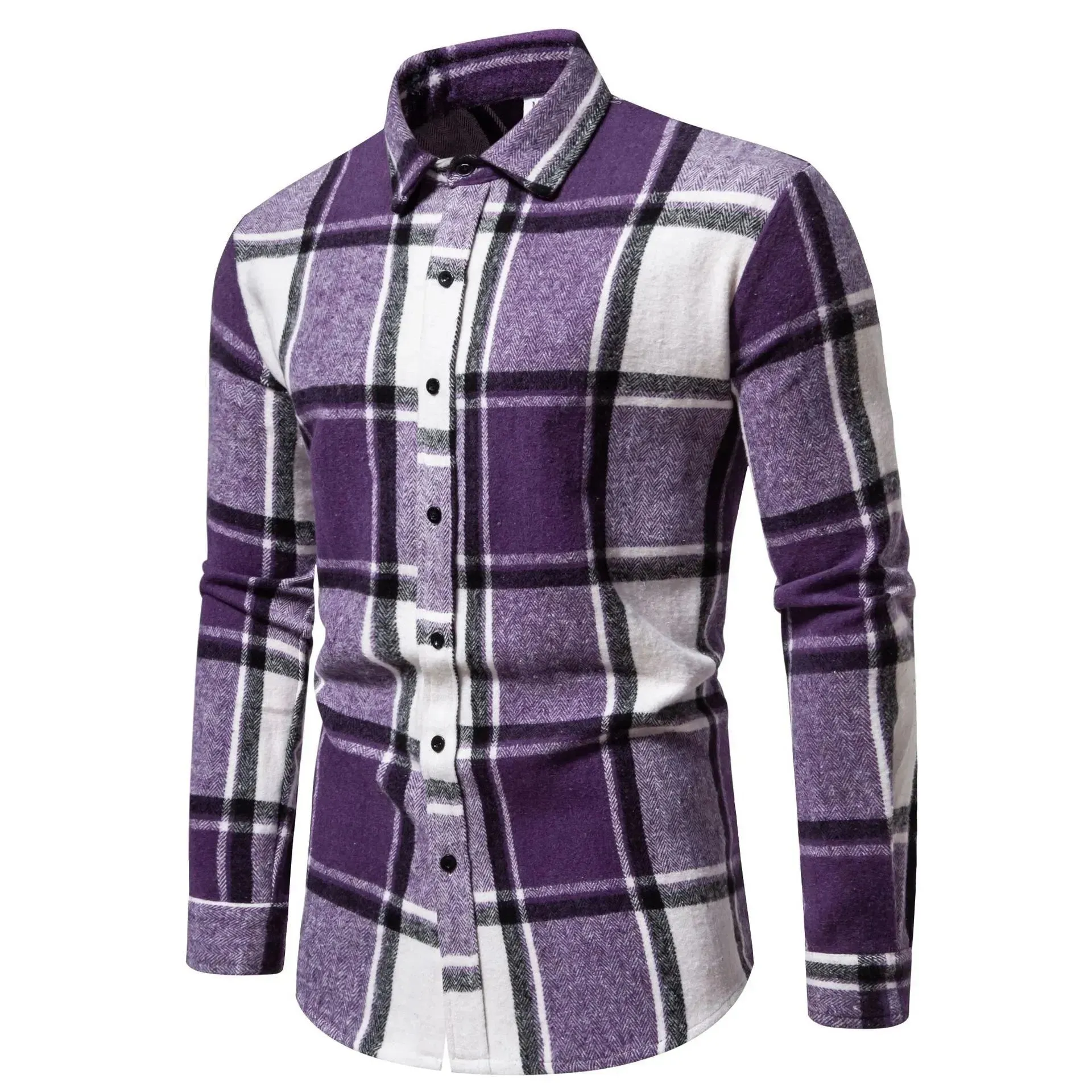 Men's Relaxed Fit Plaid Long Sleeve Shirt