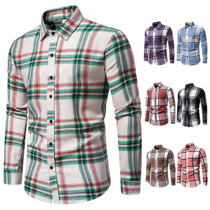 Men's Relaxed Fit Plaid Long Sleeve Shirt