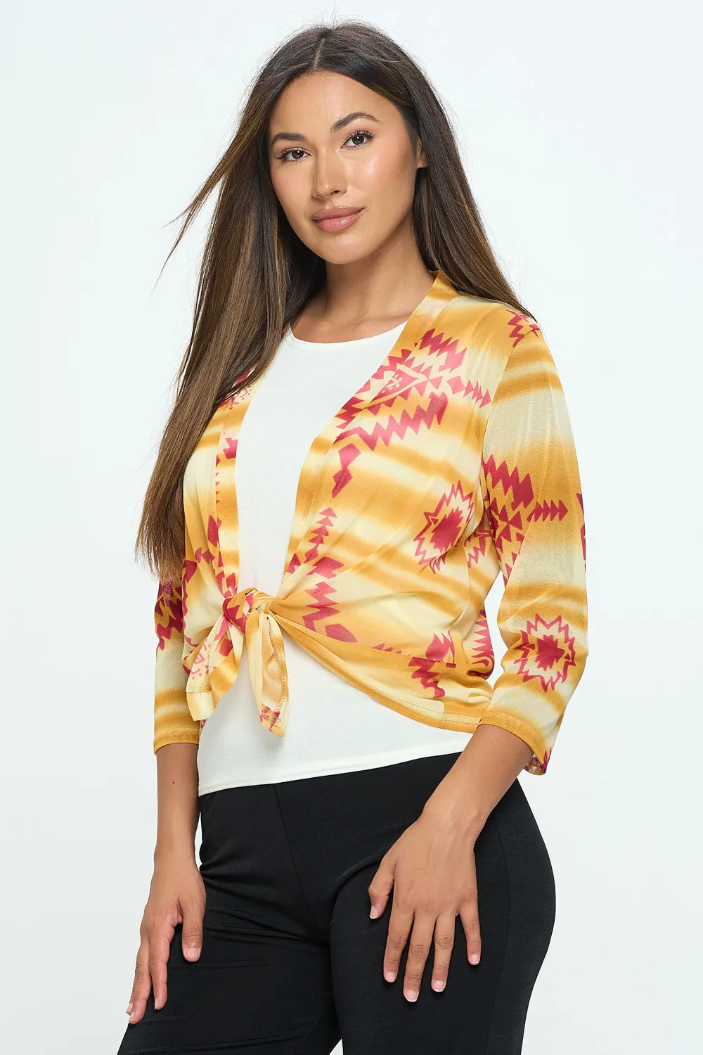 Mesh Printed Cardigan-4082MR-QRP1-W365