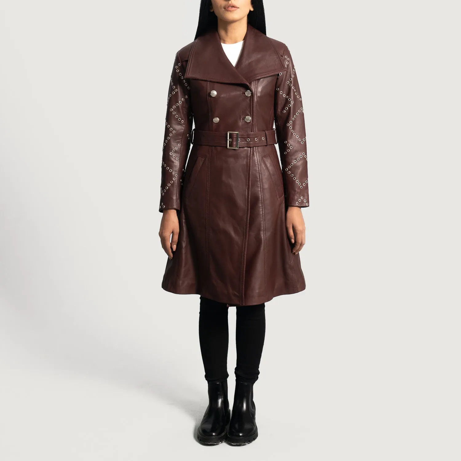 Missoni Maroon Leather Trench Coat