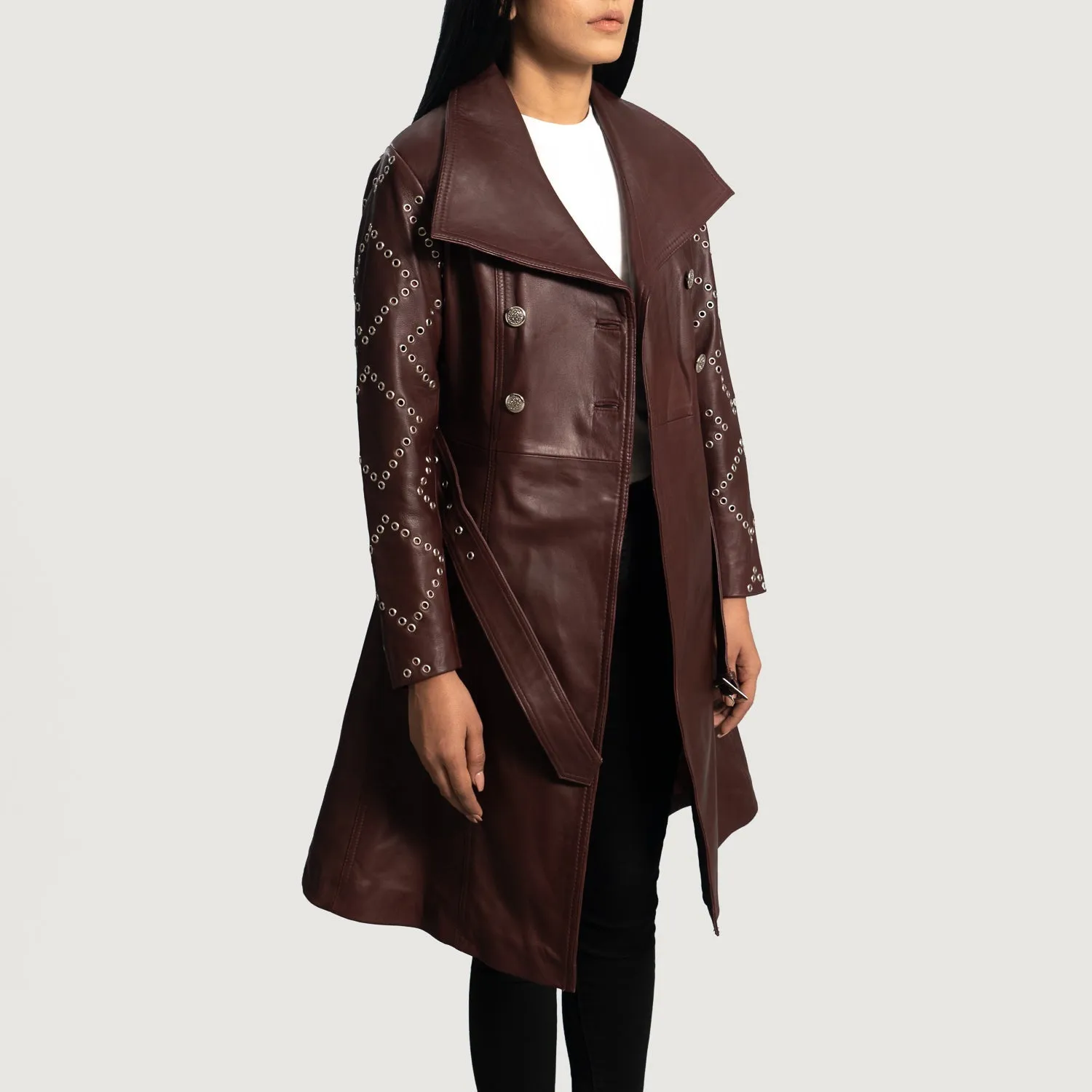 Missoni Maroon Leather Trench Coat