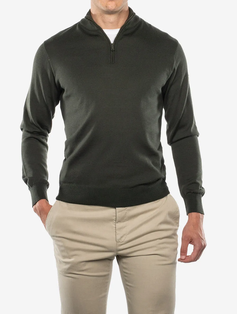 Mockneck Half Zip Knitwear Olive