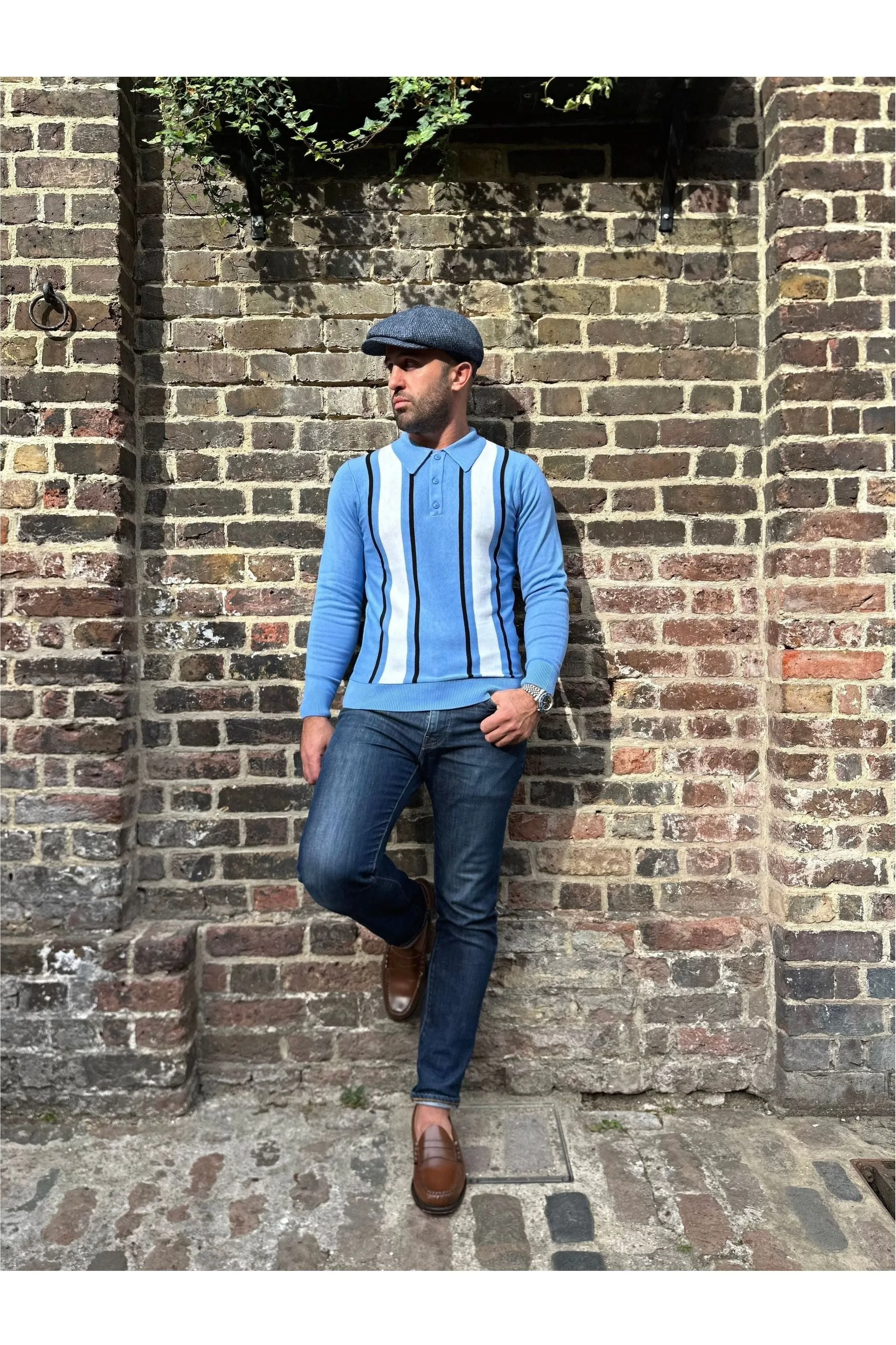 Mr. Bridger - The 'Mario' Marina Blue L/S - Polo Knit