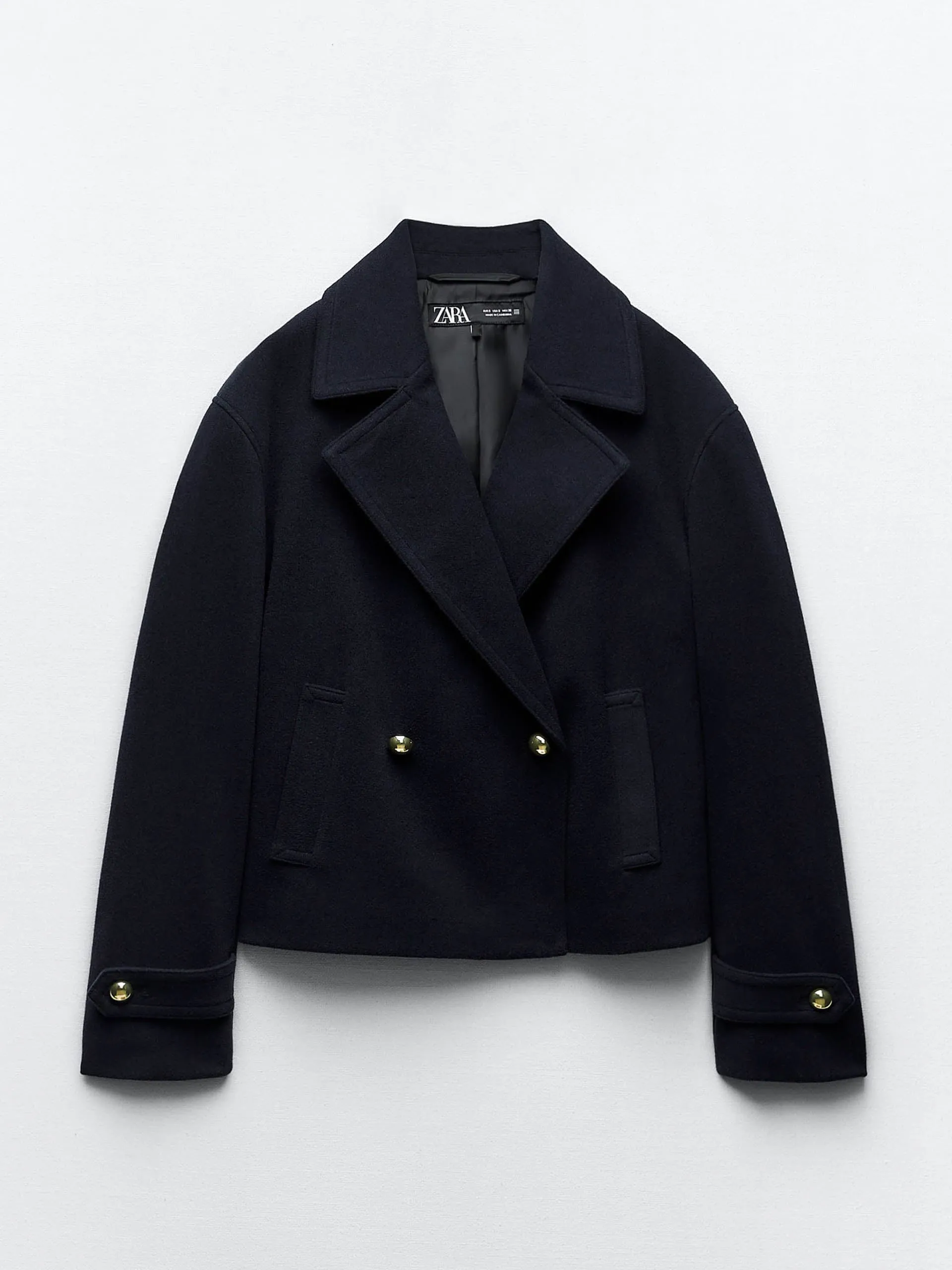 Navy short double breasted coat