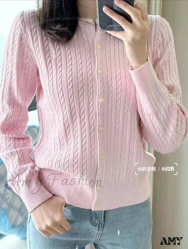 O-Neck Fashion Solid Casual Cashmere Cardigan Sweater