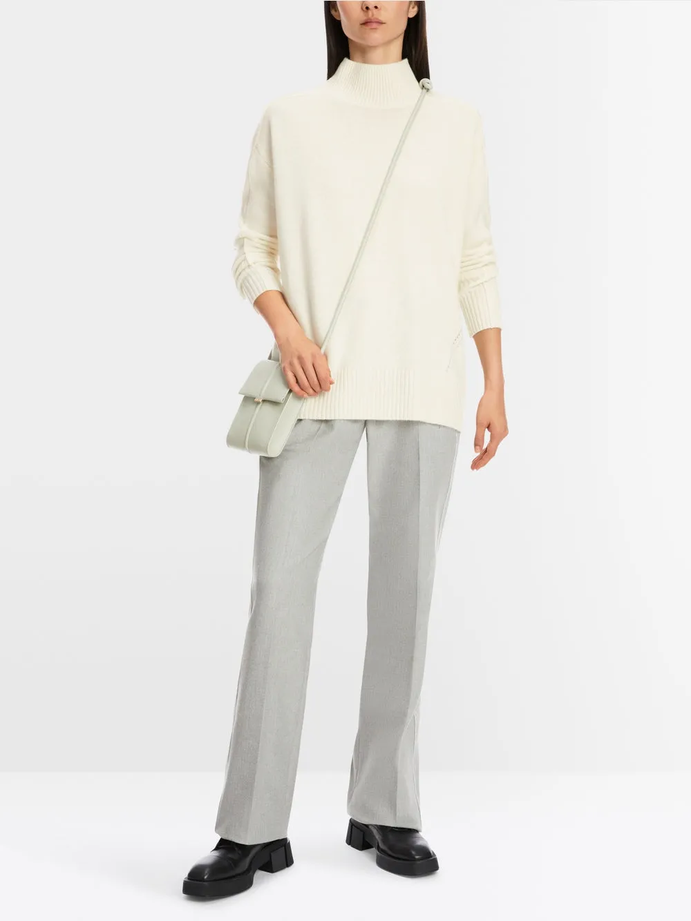 Off White Cashmere Blend Polo Neck Sweater