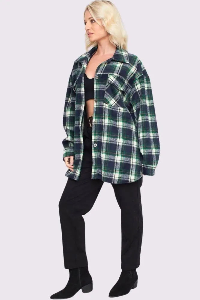 Plaid Print Front Pockets Shirt