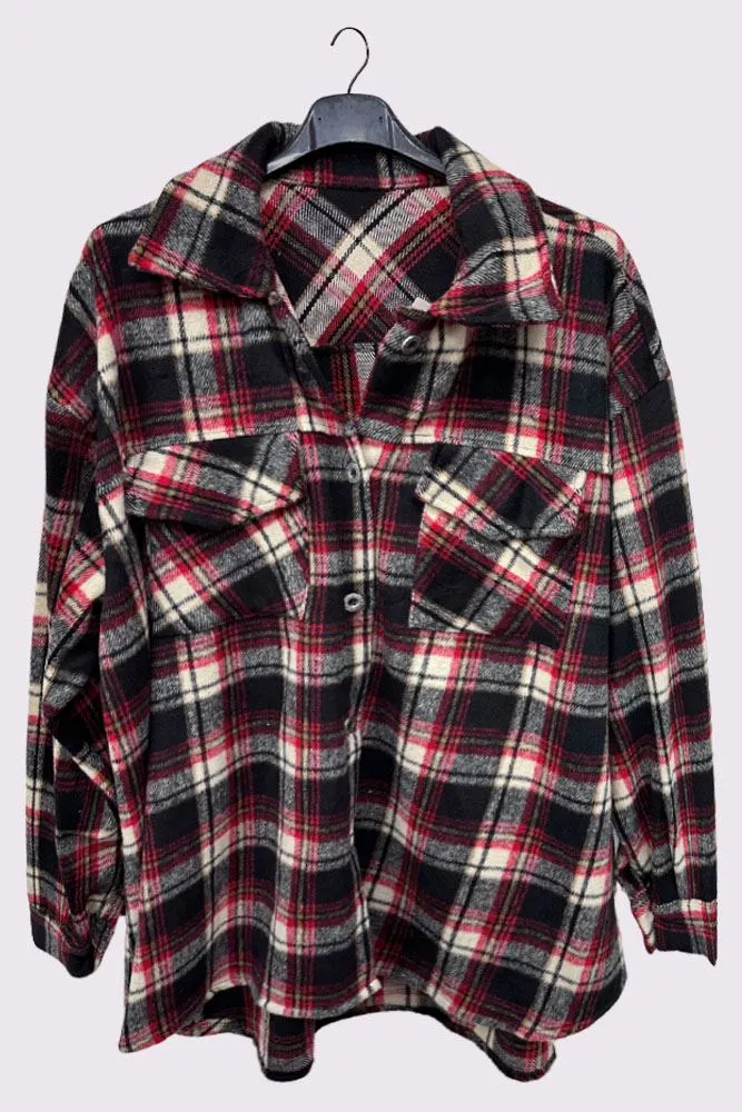 Plaid Print Front Pockets Shirt