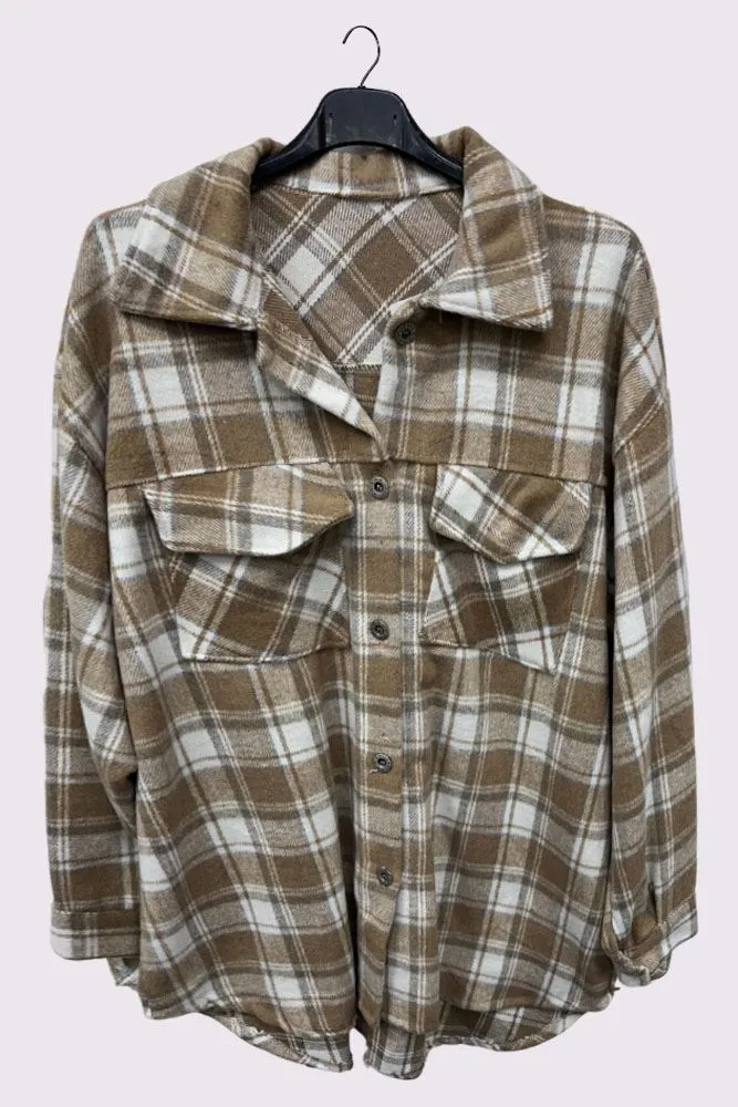 Plaid Print Front Pockets Shirt