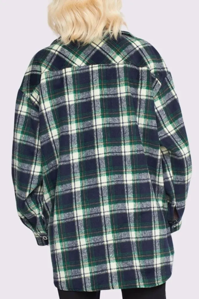 Plaid Print Front Pockets Shirt