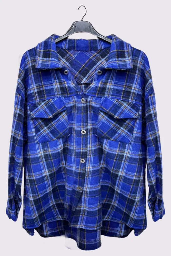 Plaid Print Front Pockets Shirt