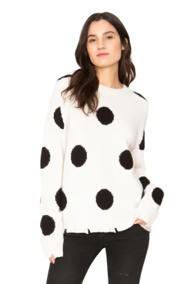 Polka Dot Cashmere Sweater - White & Black