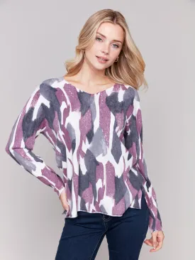 Printed V-Neck Sweater - Pastel