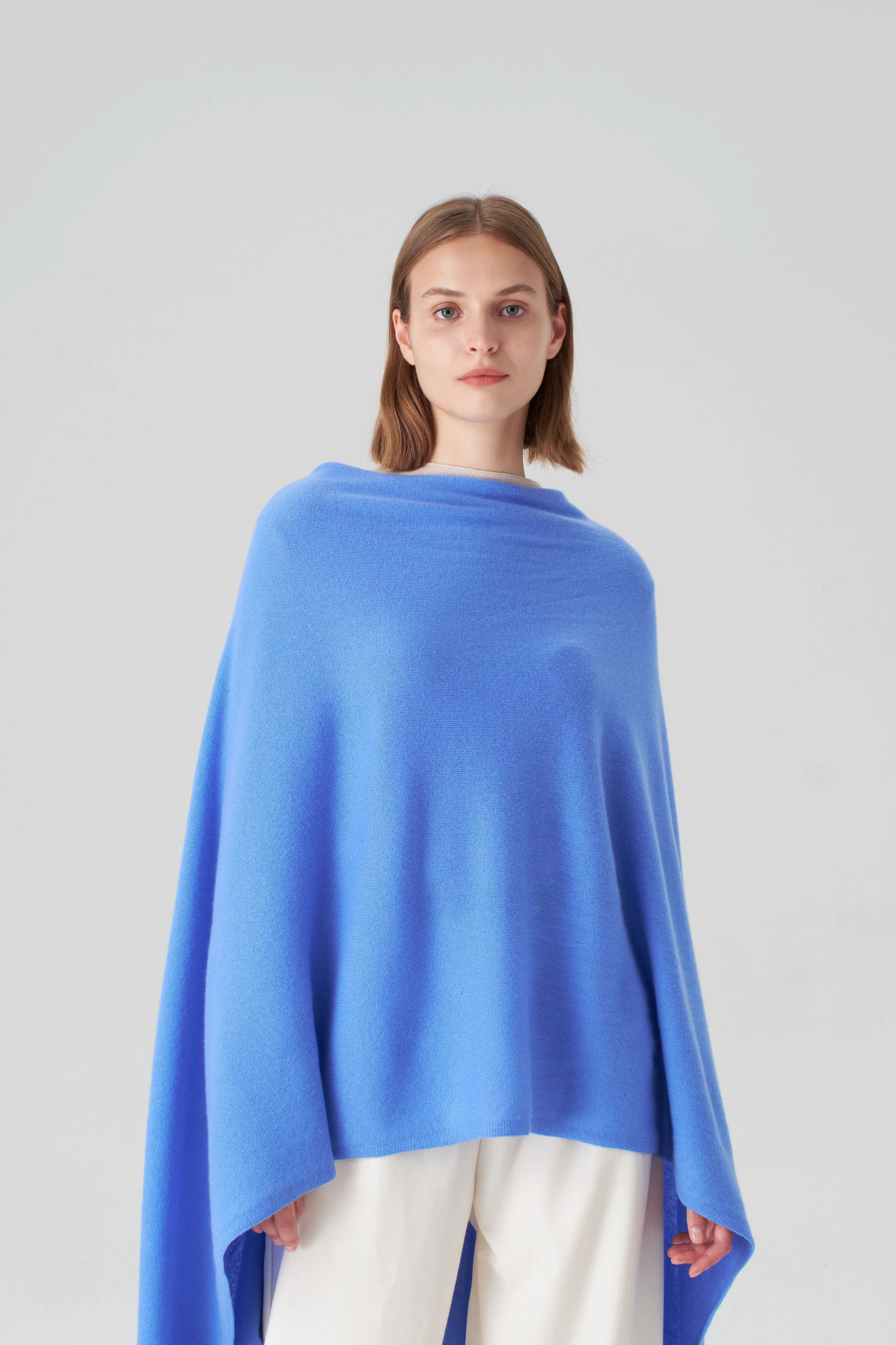 Pure Cashmere Travel Wrap - Azure Blue