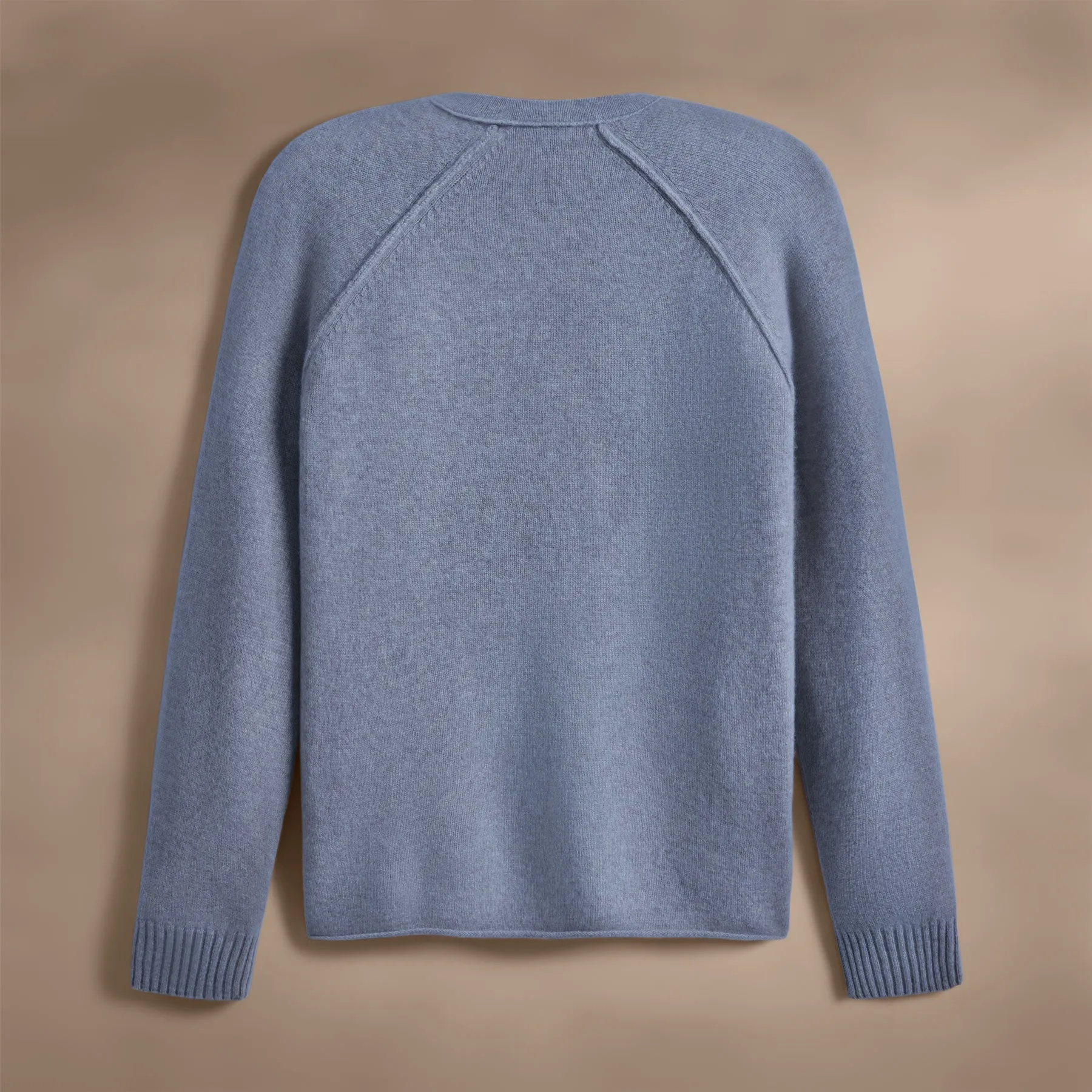 Recycled Cashmere Raglan Crew - Faded Indigo