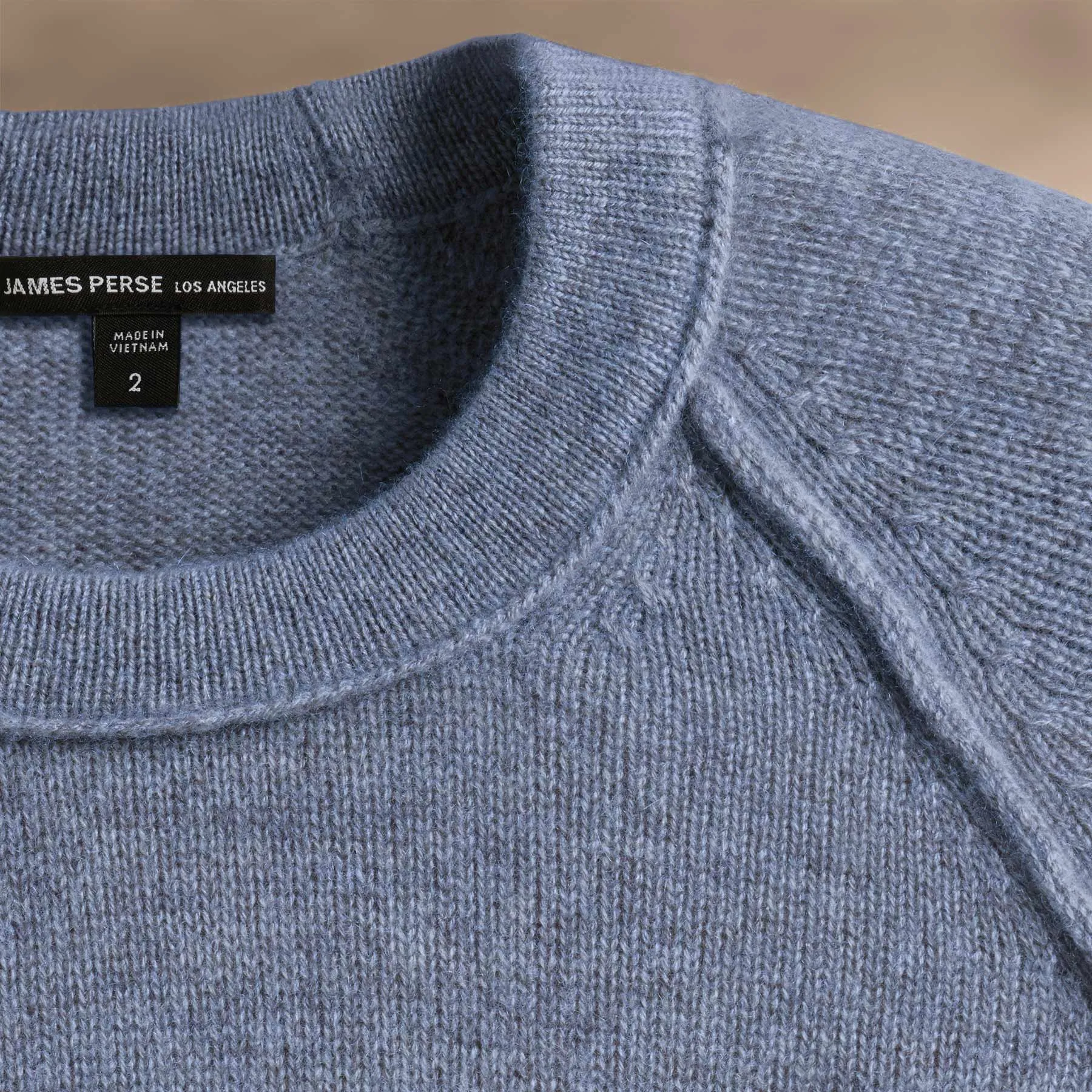 Recycled Cashmere Raglan Crew - Faded Indigo