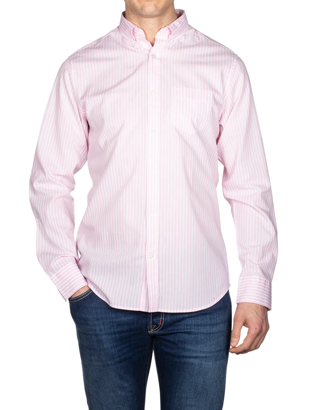 Regular Fit Striped Broadcloth Shirt California Pink