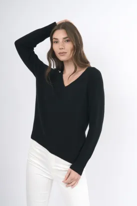 Robertson Madison 100% Cashmere V Neck Sweater CC-113 | Black