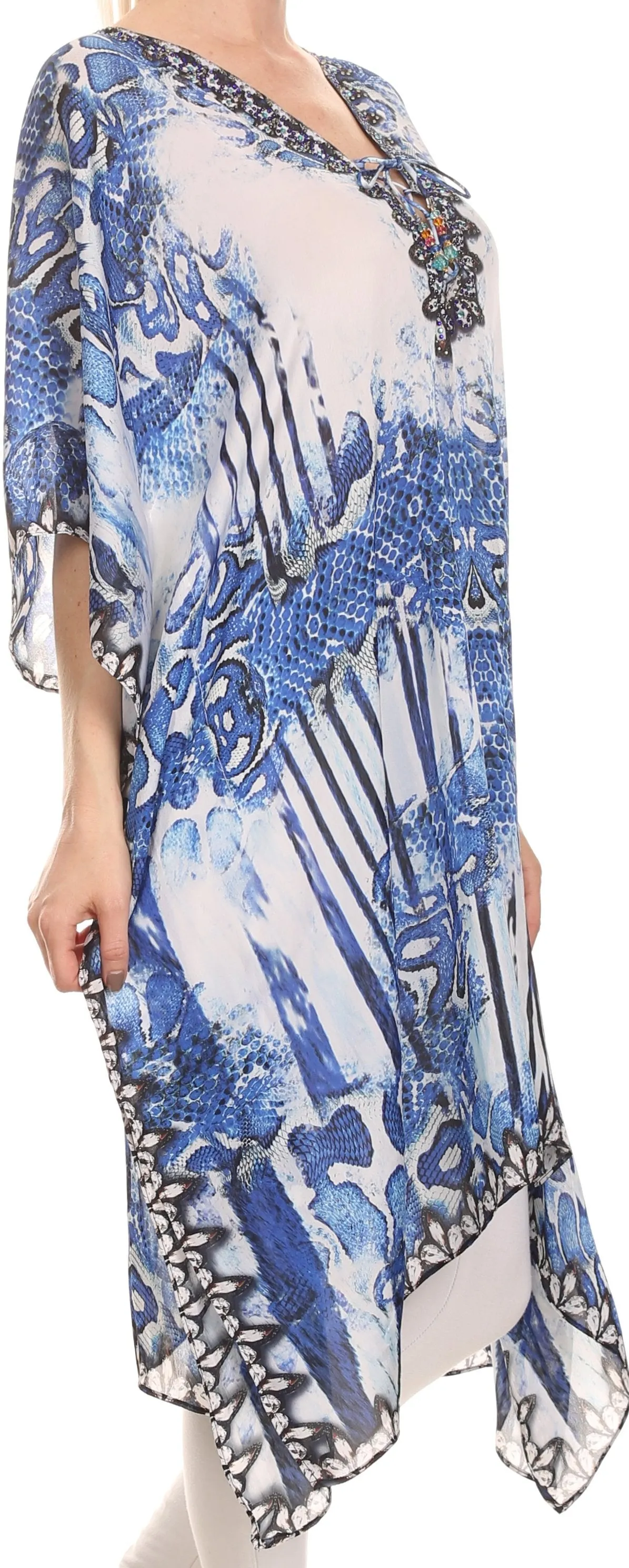 Sakkas Liv Ligthweight Summer Printed Short Caftan Dress / Cover Up