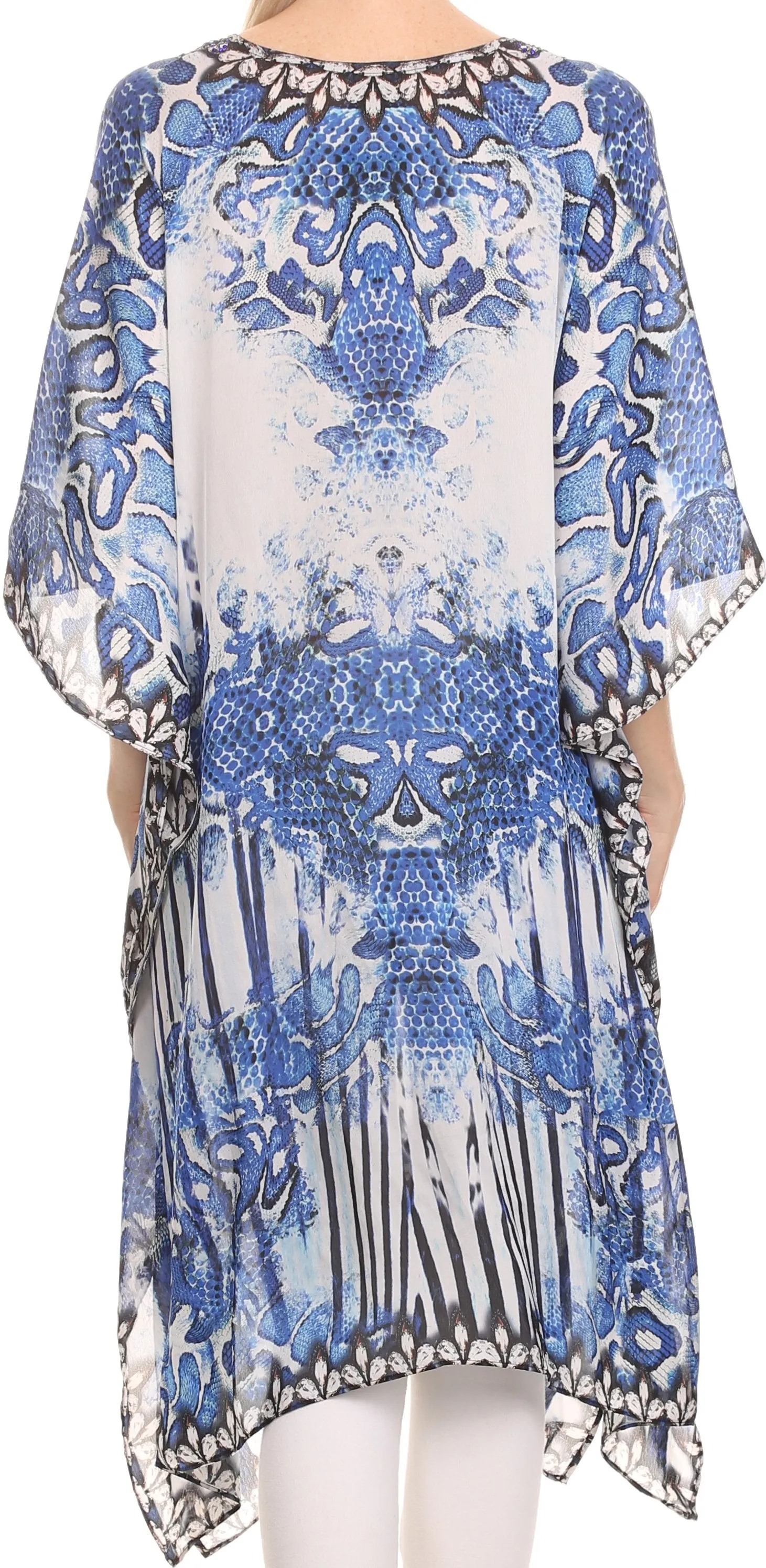 Sakkas Liv Ligthweight Summer Printed Short Caftan Dress / Cover Up