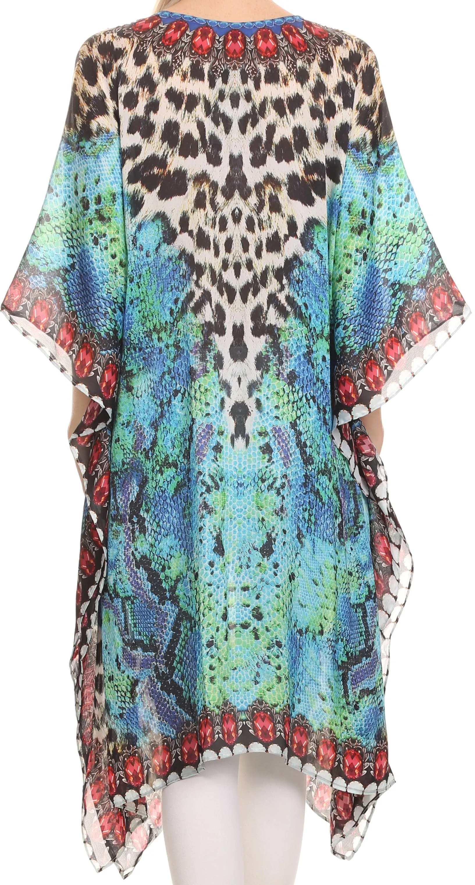 Sakkas Liv Ligthweight Summer Printed Short Caftan Dress / Cover Up