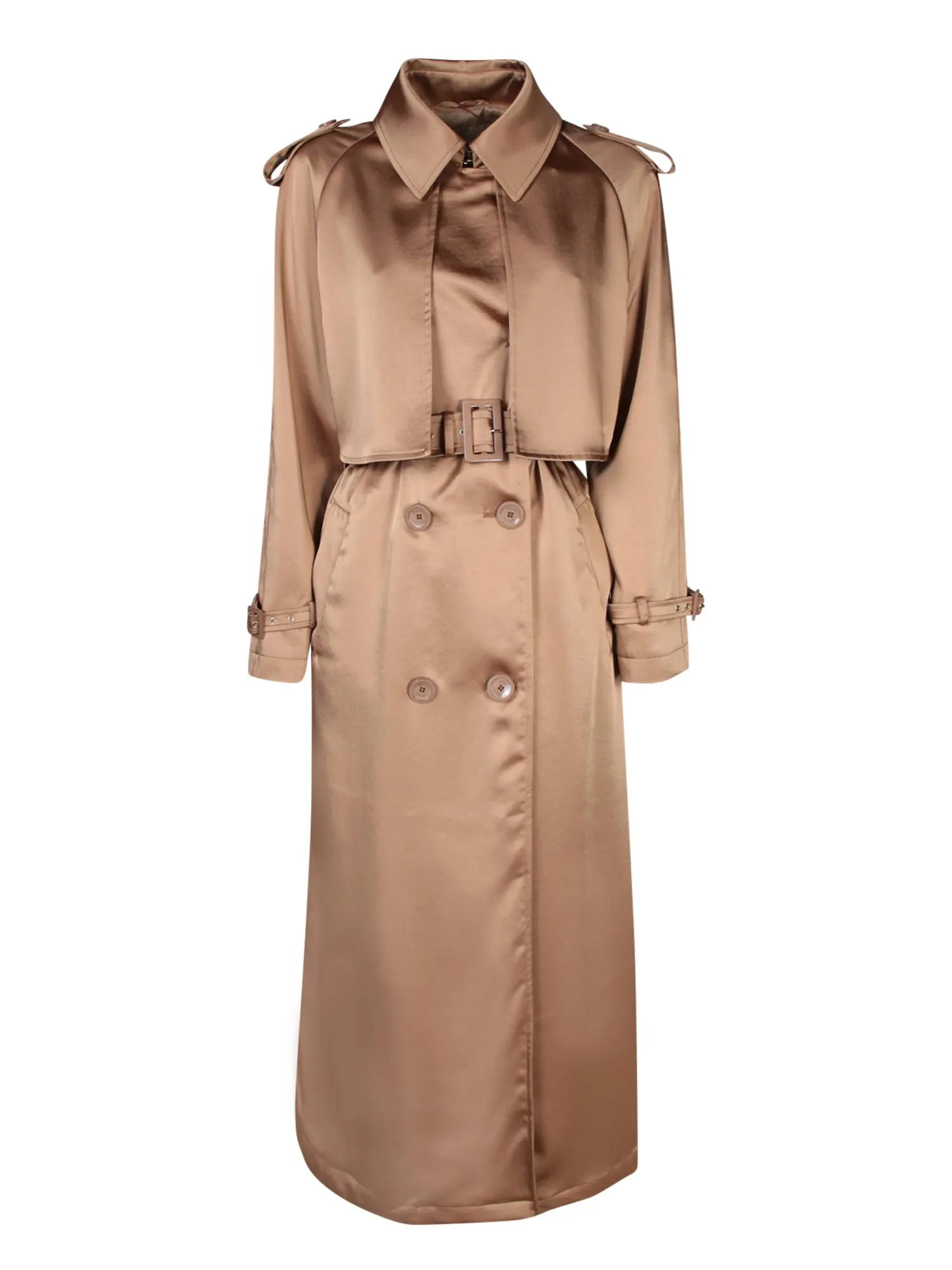 Satin sand trench coat