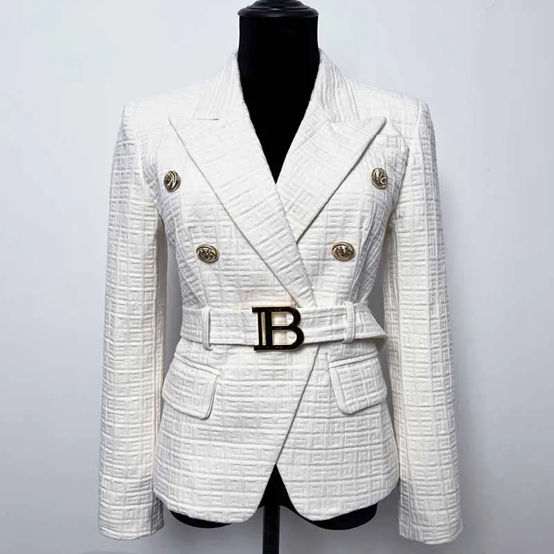 SD-HK Double-Breasted Blazers With Buckle for Women