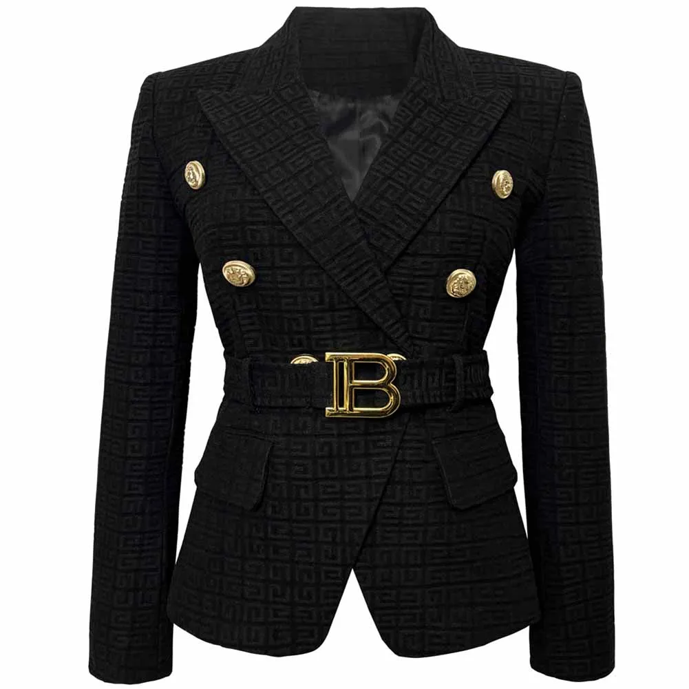 SD-HK Double-Breasted Blazers With Buckle for Women