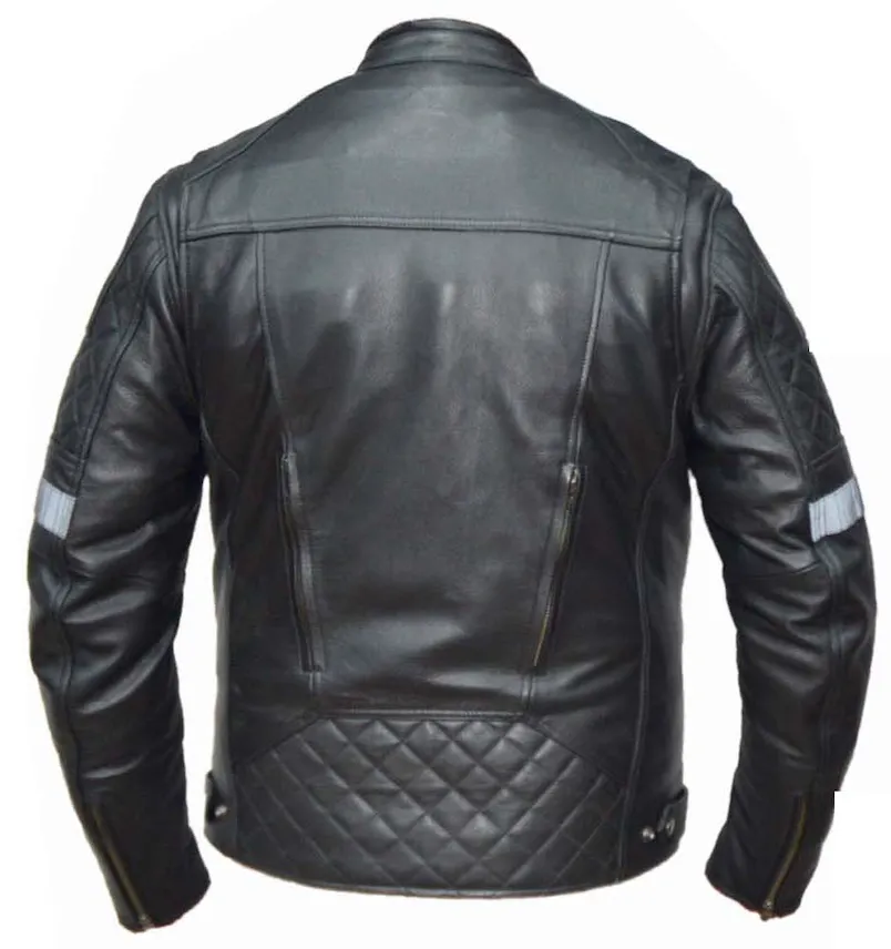 Semi Quilted Leather Jacket Mens