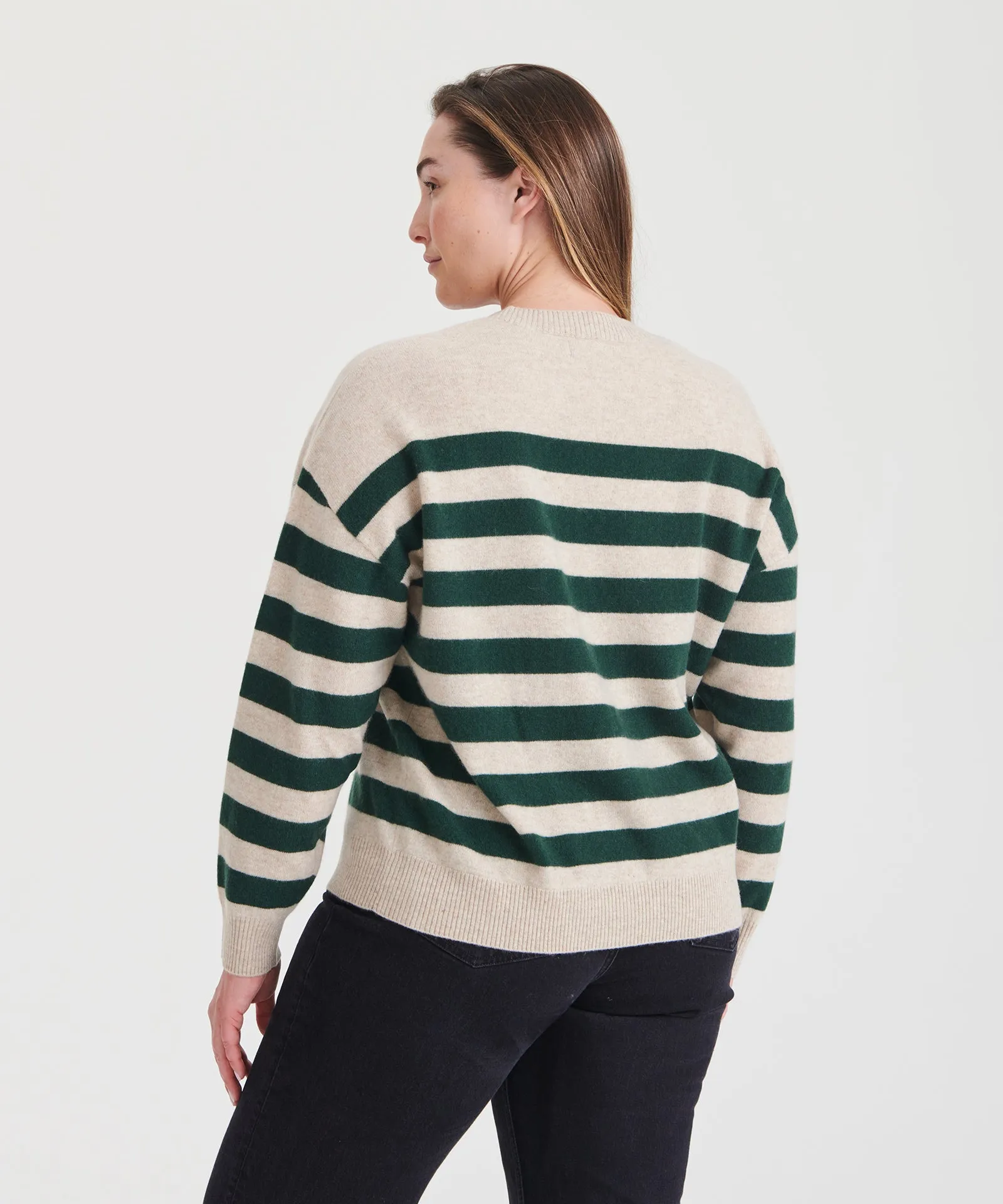 Signature Cashmere Striped Crewneck Sweater