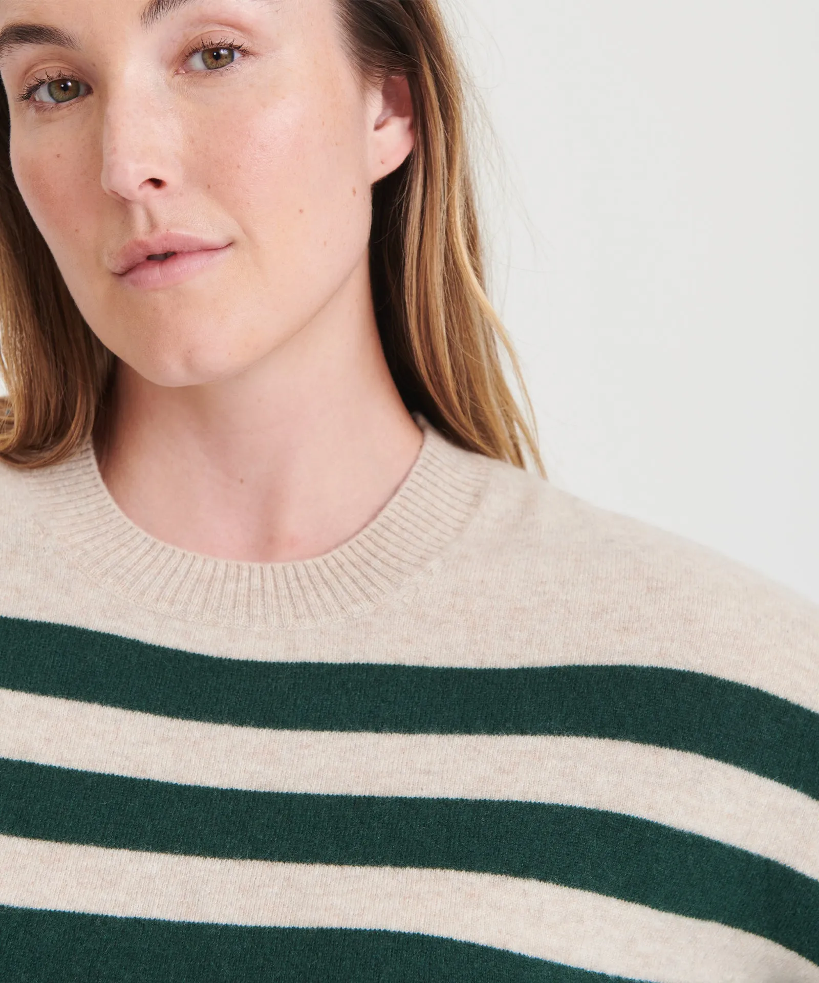 Signature Cashmere Striped Crewneck Sweater