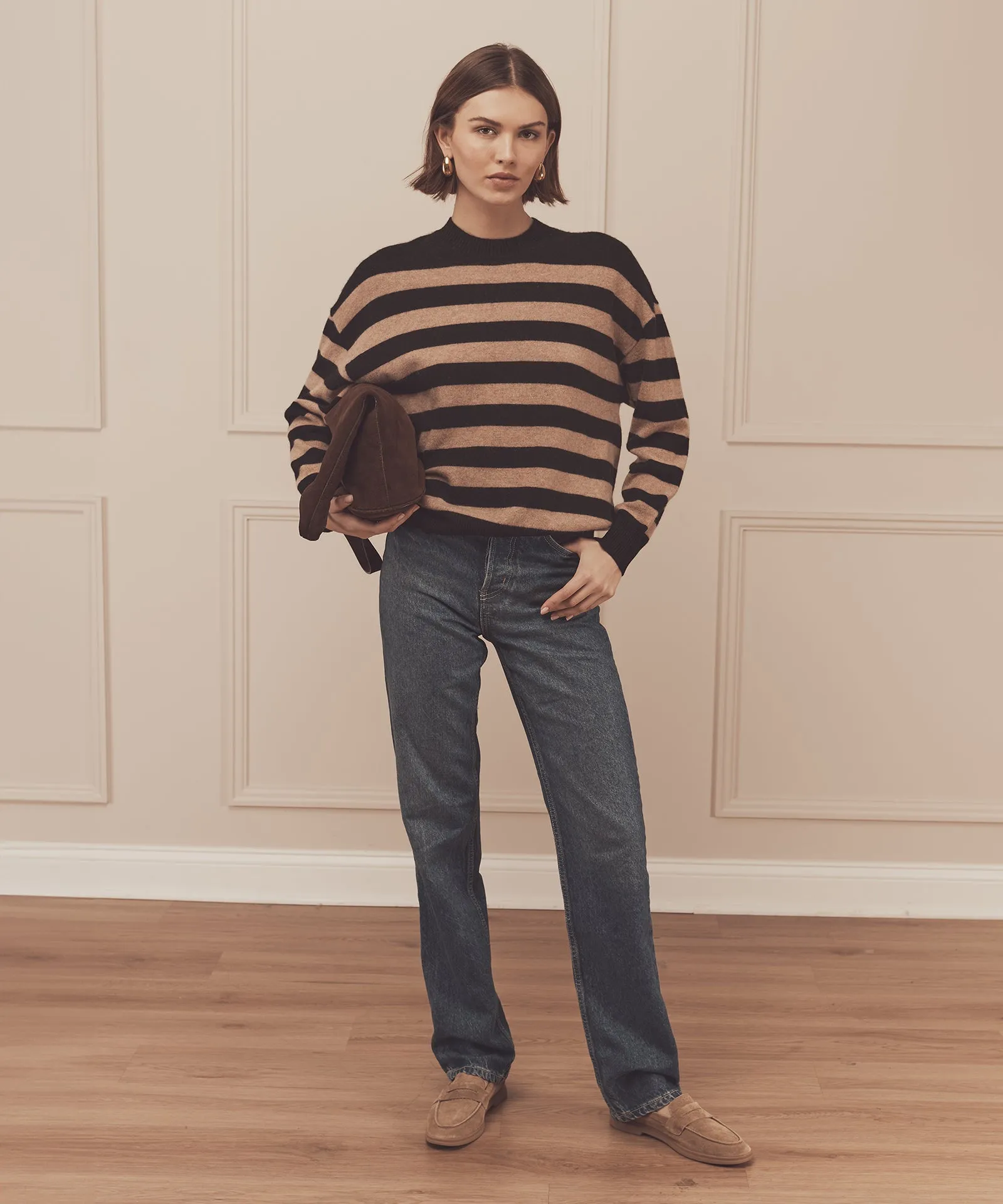 Signature Cashmere Striped Crewneck Sweater