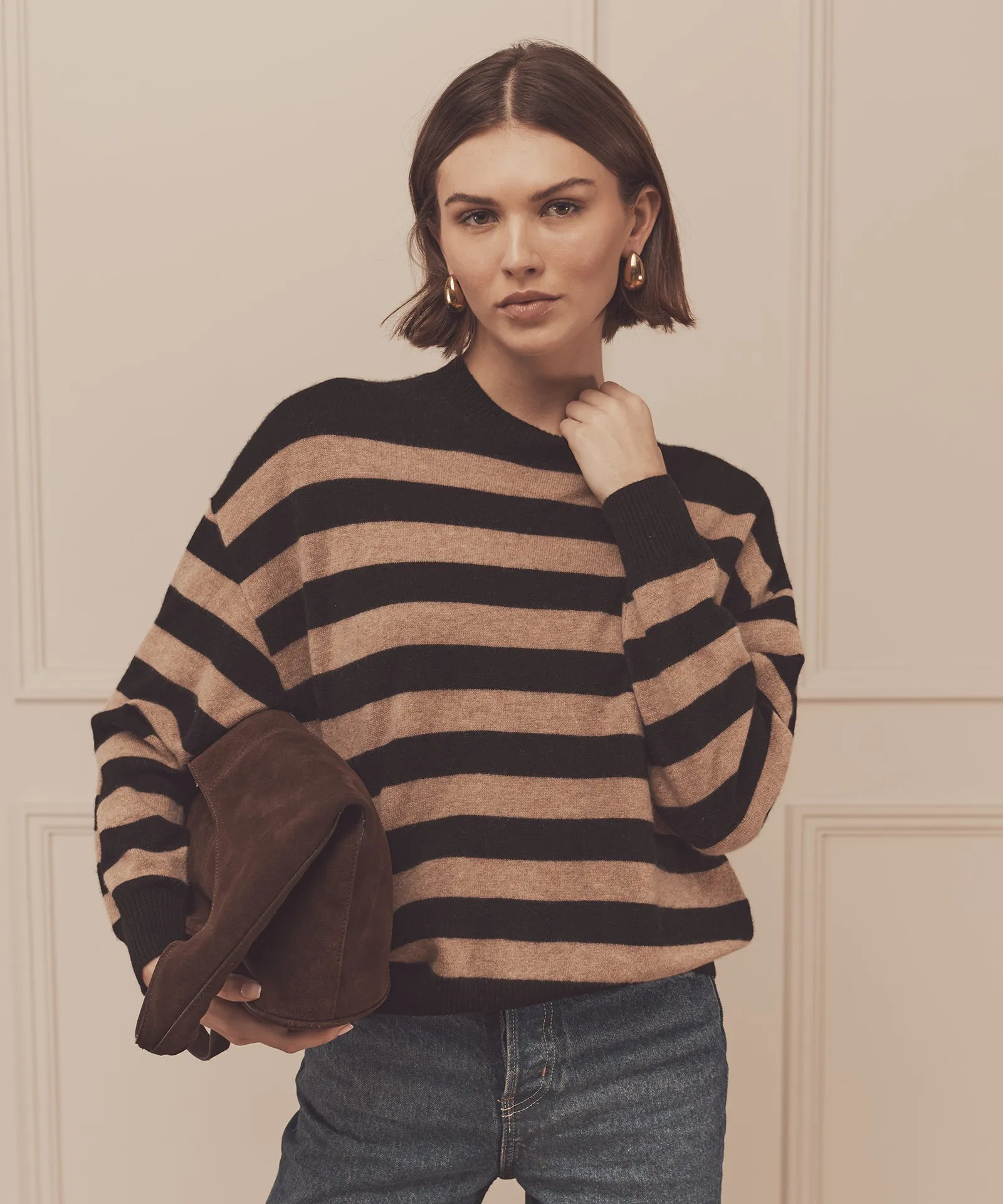 Signature Cashmere Striped Crewneck Sweater