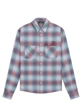 Staggered Plaid Flannel Shirt