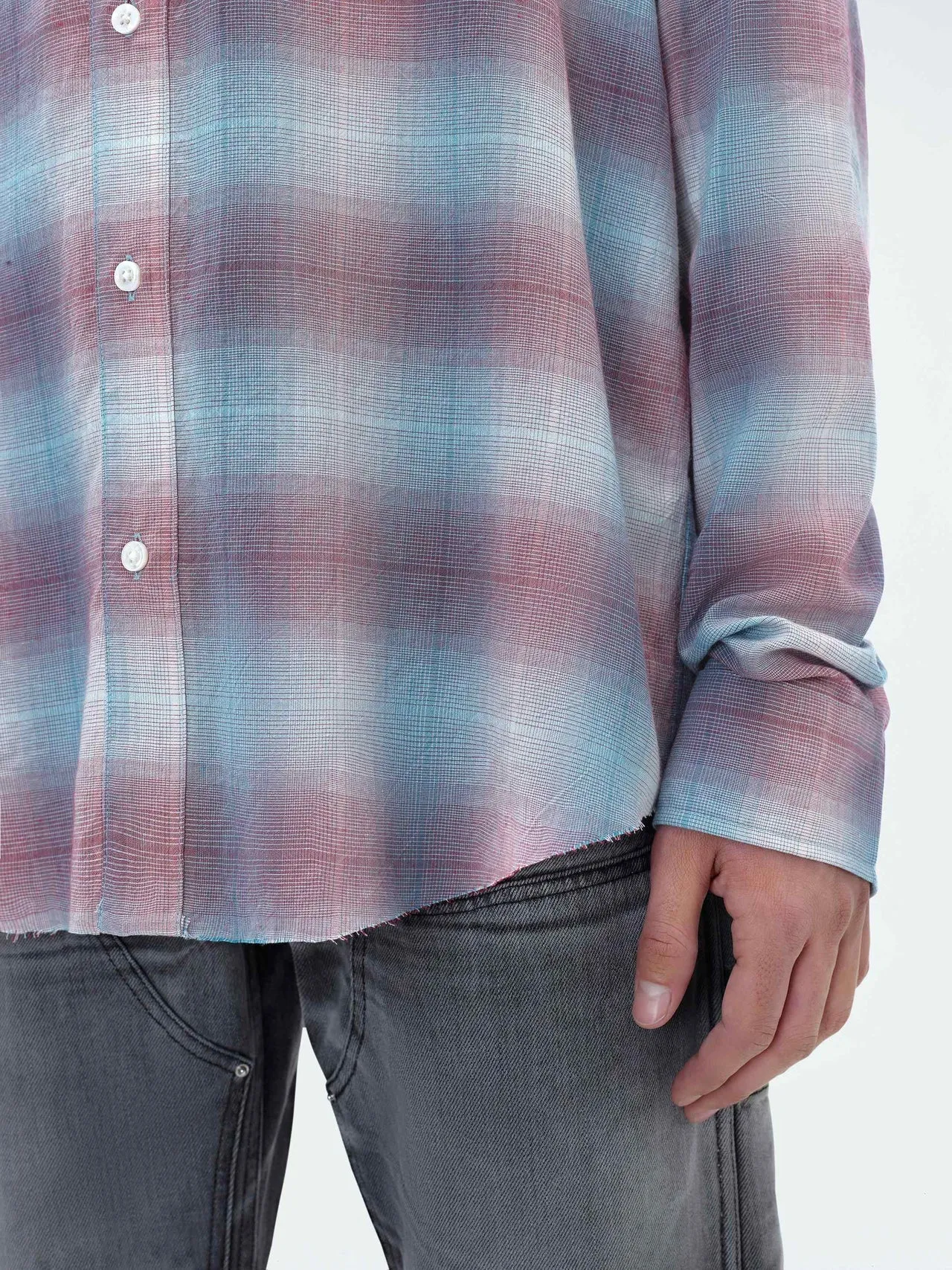 Staggered Plaid Flannel Shirt