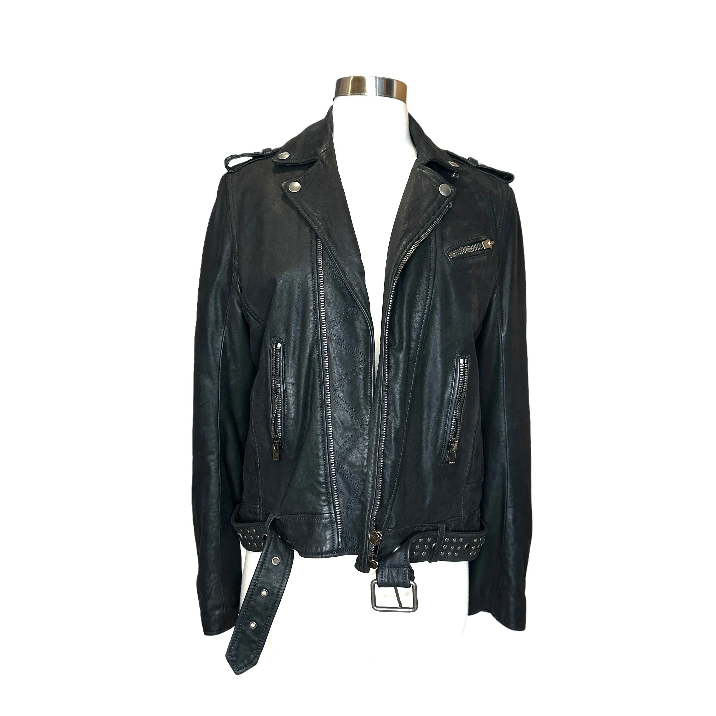 Studded Leather Jacket - M