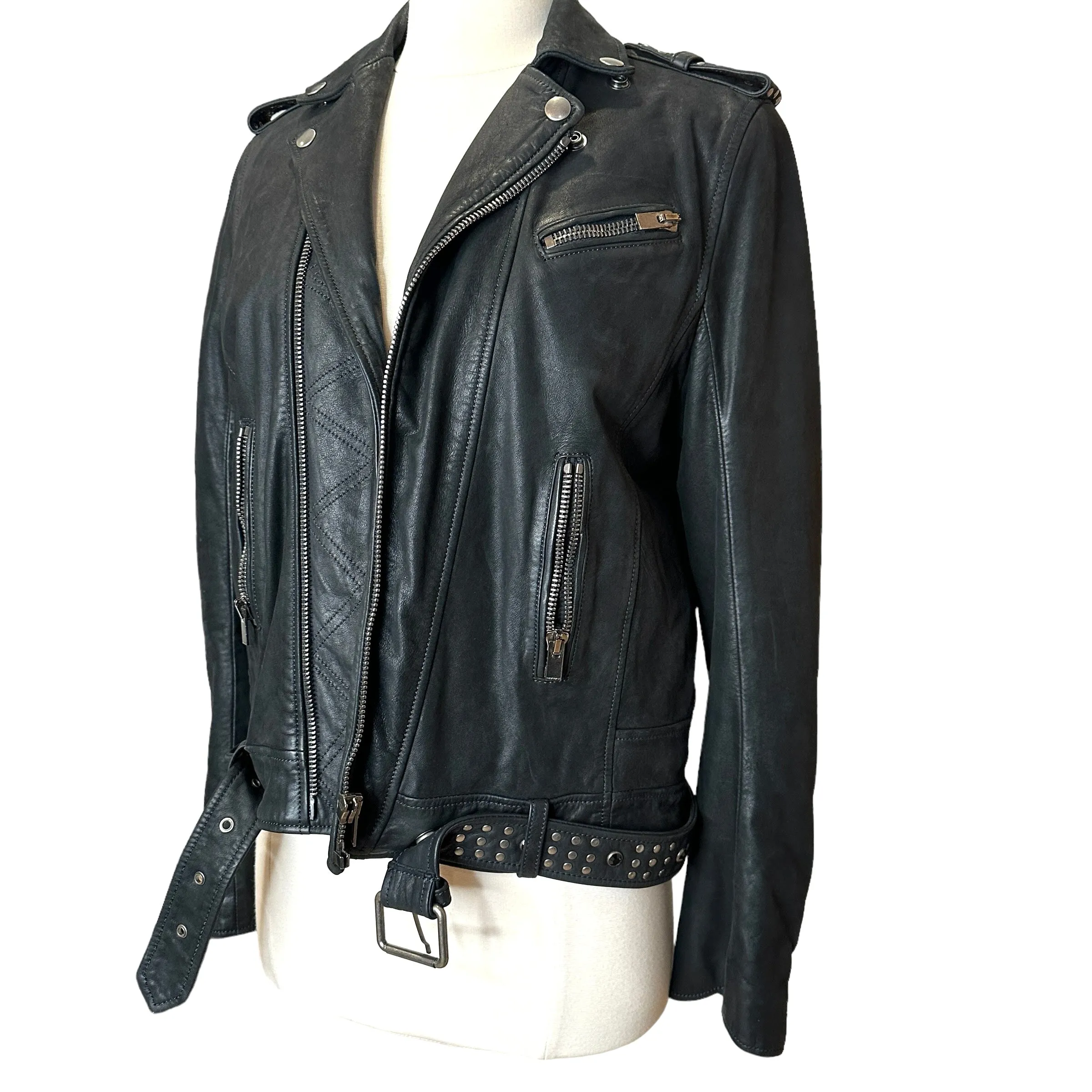 Studded Leather Jacket - M