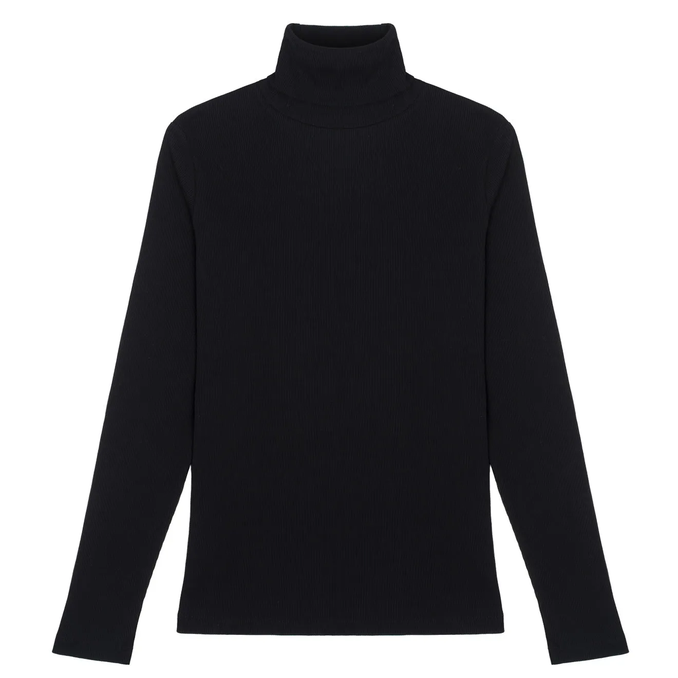 Sunspel Womens Rib Roll Neck T-Shirt Black