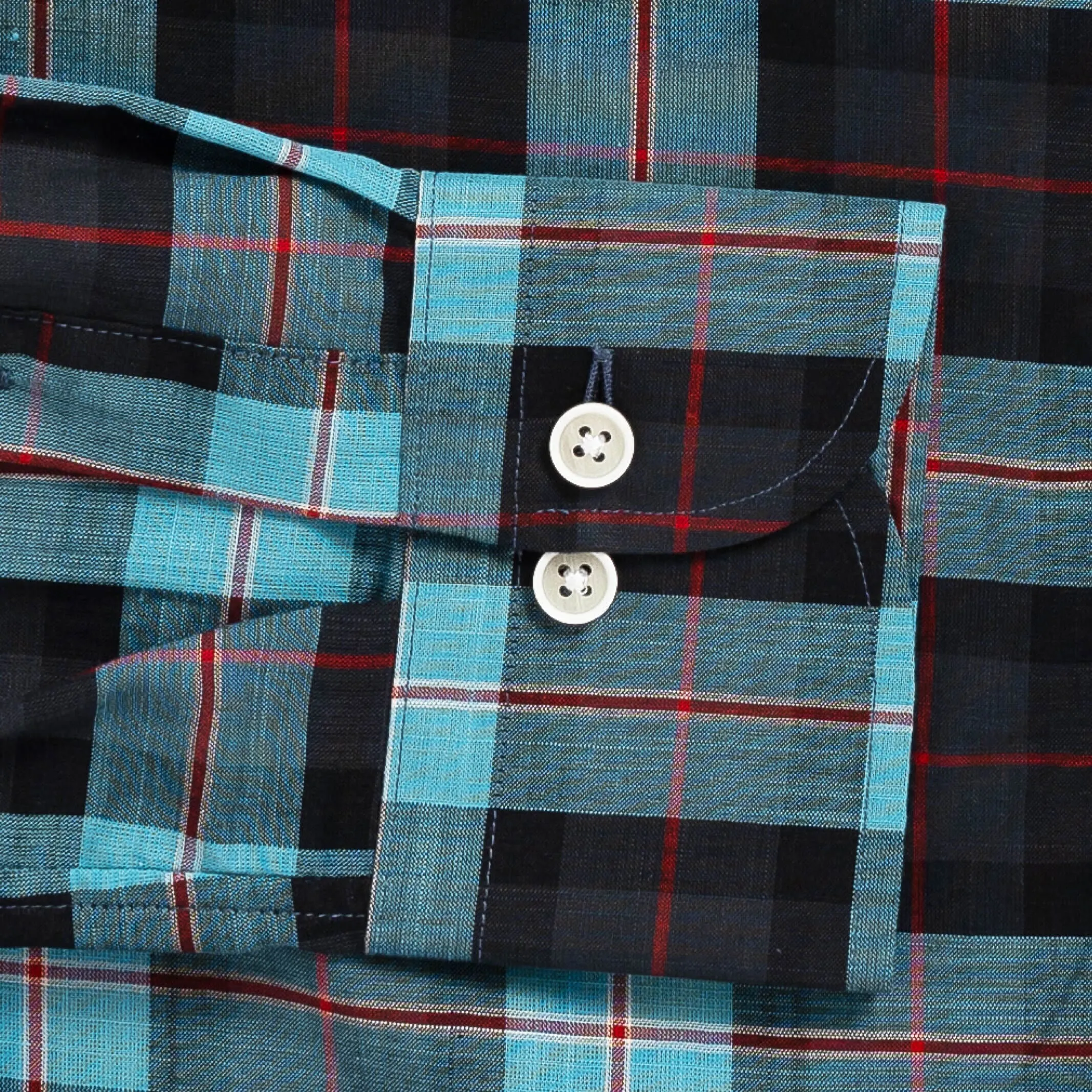 The Weathered Blue Albini Olson Plaid Custom Shirt