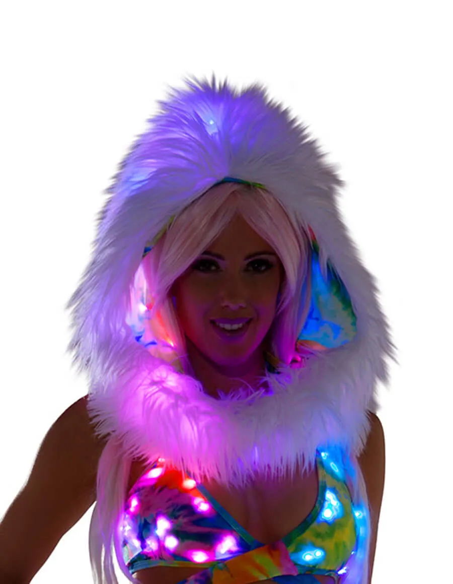 Tie Dye Light-Up Infinity Fur Hood